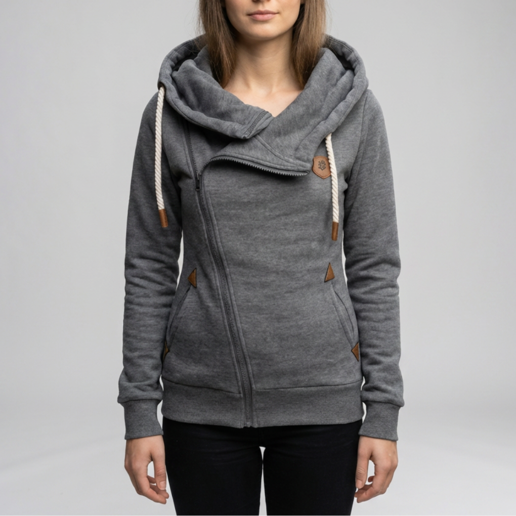 Chaqueta con Cremallera Asimétrica para Mujeres