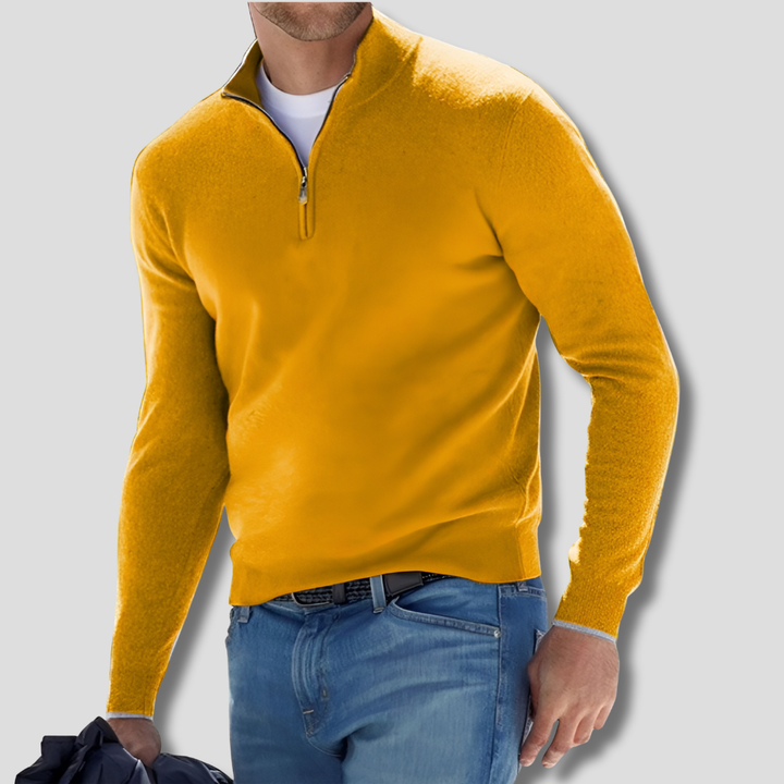 Suéter de Algodón con Cuello con Cremallera para Hombres