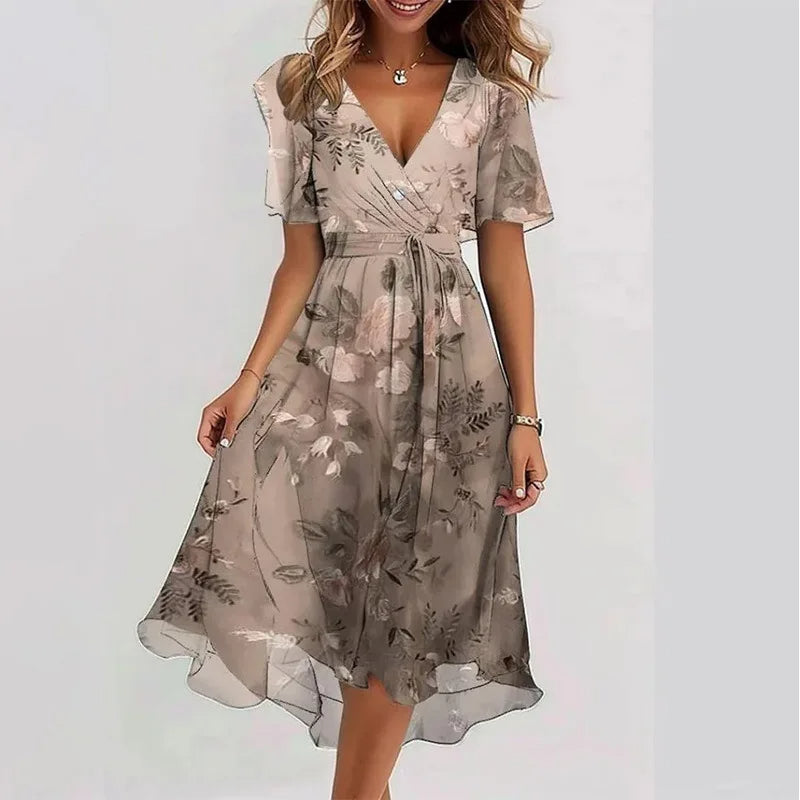 Vestido floral vaporoso de verano (hasta la rodilla)