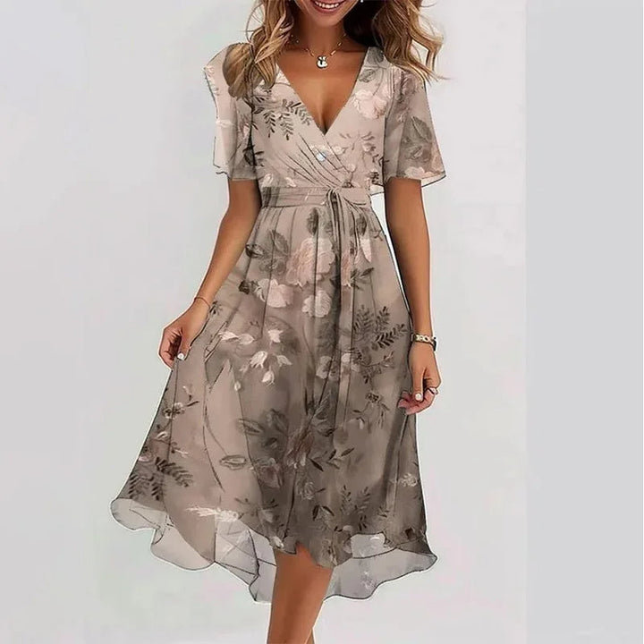 Vestido floral vaporoso de verano (hasta la rodilla)