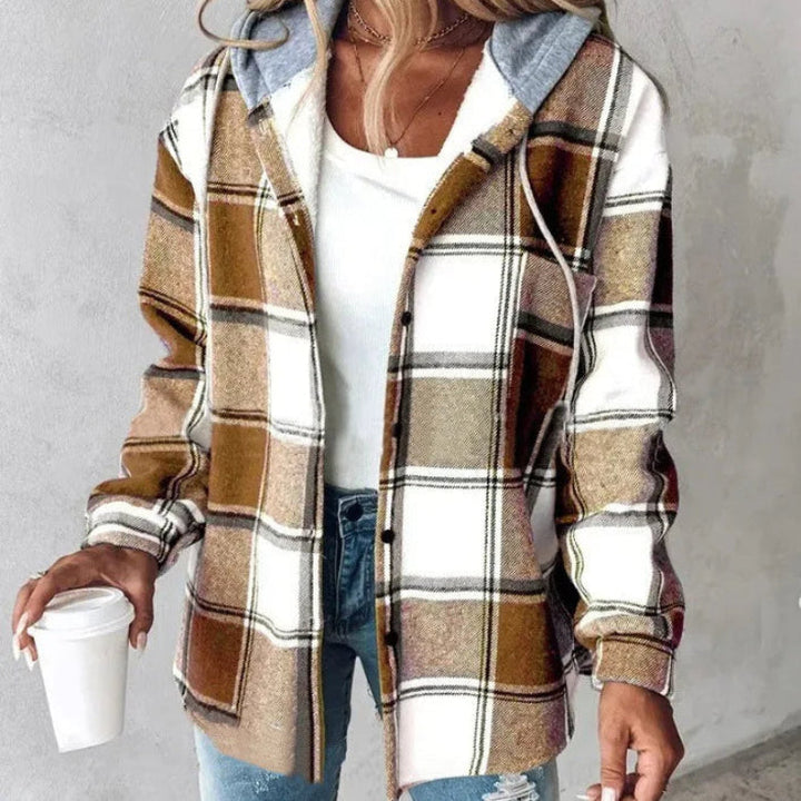 Chaqueta con Capucha a Cuadros para Mujeres