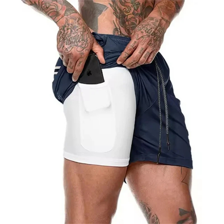 2-en-1 Pantalones Cortos Deportivos para Hombre
