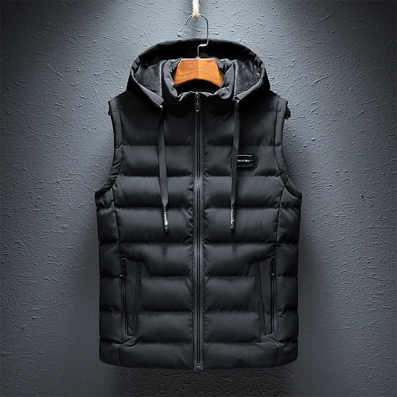 Chaleco con capucha para otoño e invierno, vista lateral