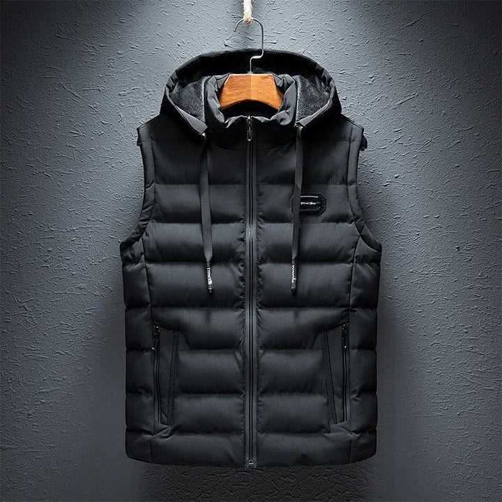Chaleco con capucha para otoño e invierno, vista lateral