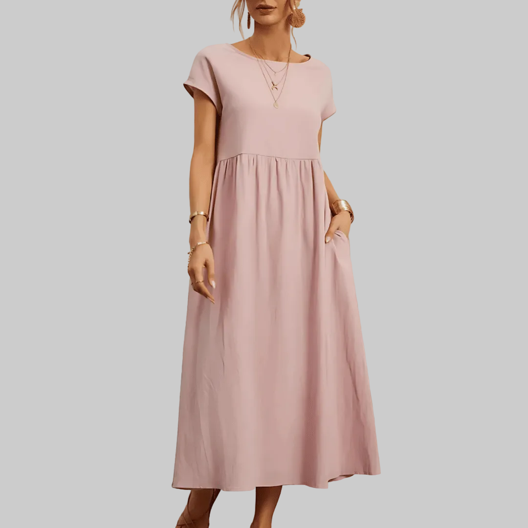 Vestido Maxi de Algodón y Lino Vintage para Mujeres