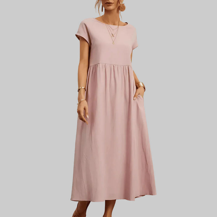 Vestido Maxi de Algodón y Lino Vintage para Mujeres