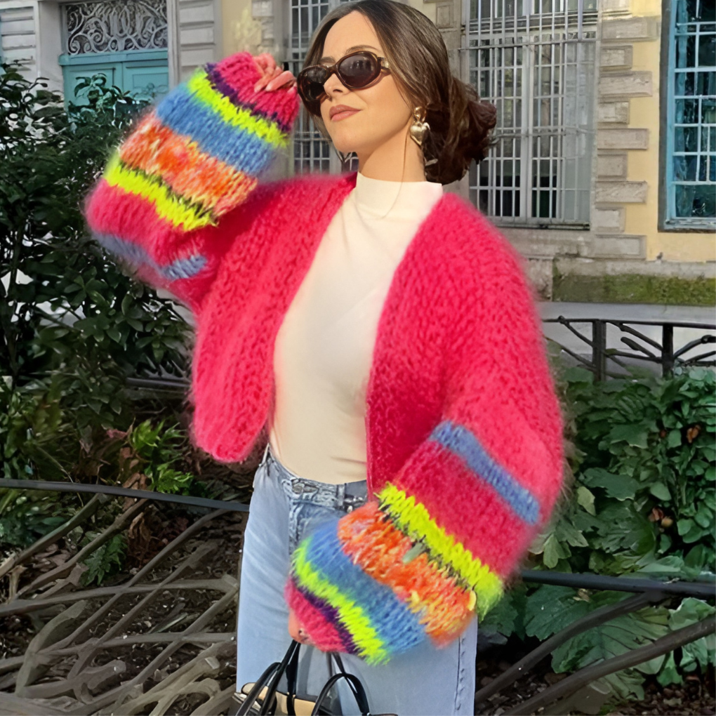 Cardigan Abierto de Rayas para Mujeres