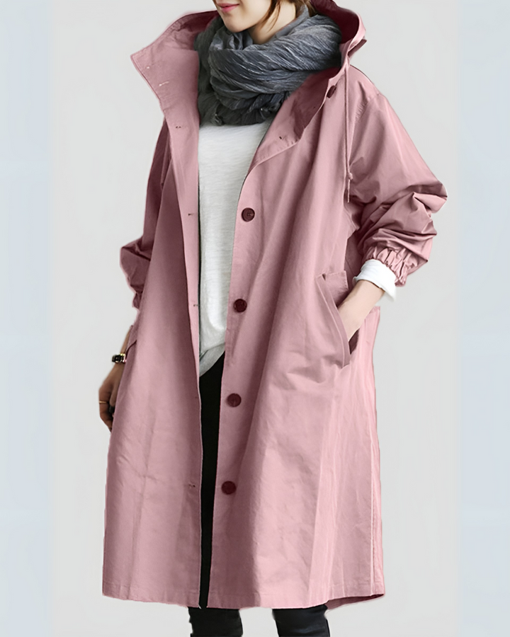 Abrigo Trench con Capucha Clásico para Mujeres