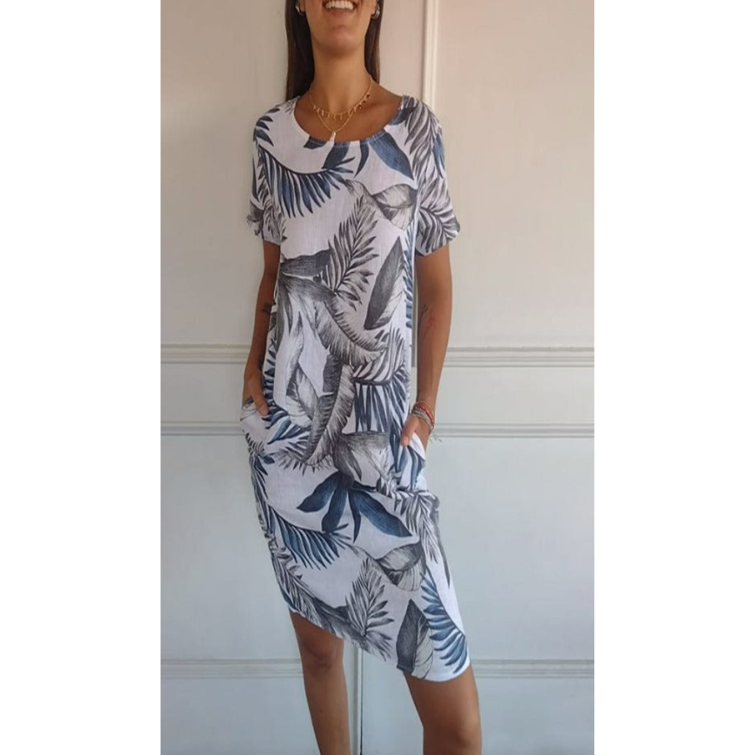 Vestido Cómodo de Cuello Redondo