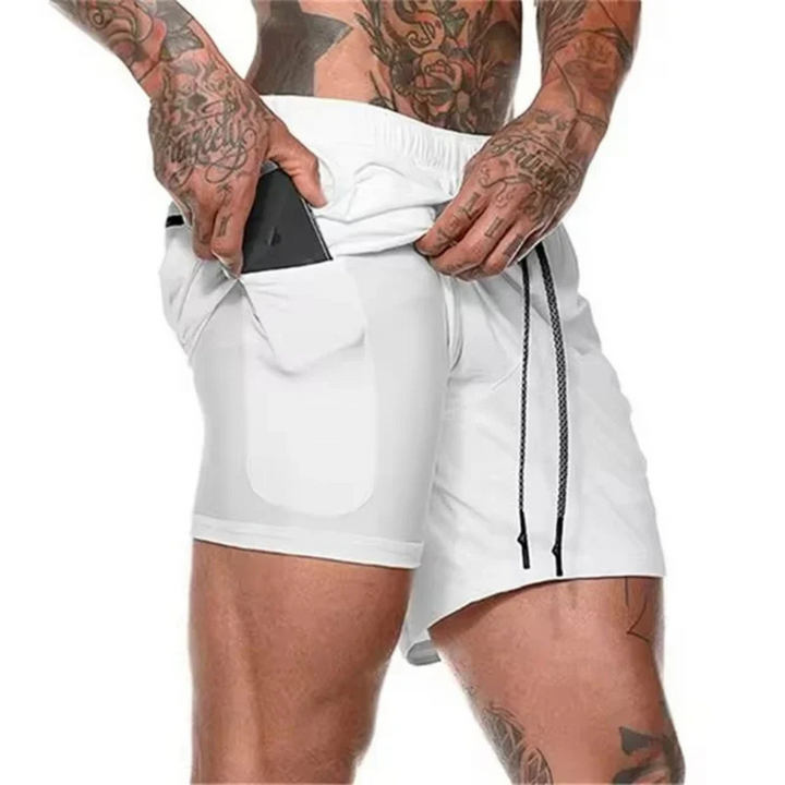 2-en-1 Pantalones Cortos Deportivos para Hombre