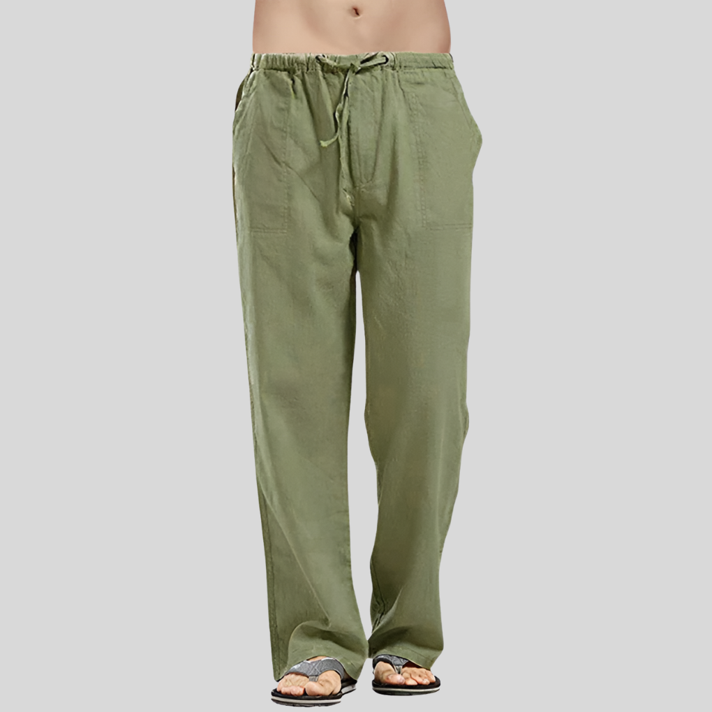 Pantalones de Lino Transpirables para Hombres con Ajuste Sobredimensionado