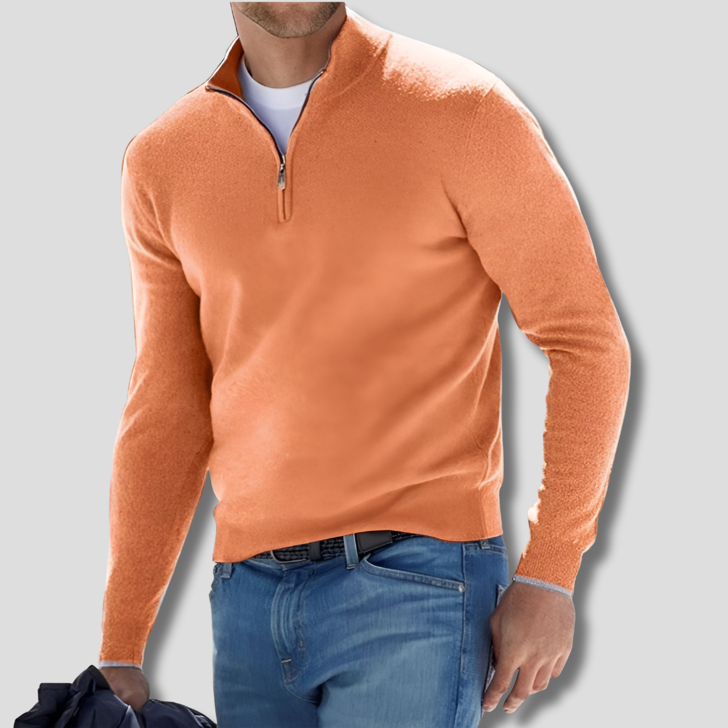 Suéter de Algodón con Cuello con Cremallera para Hombres