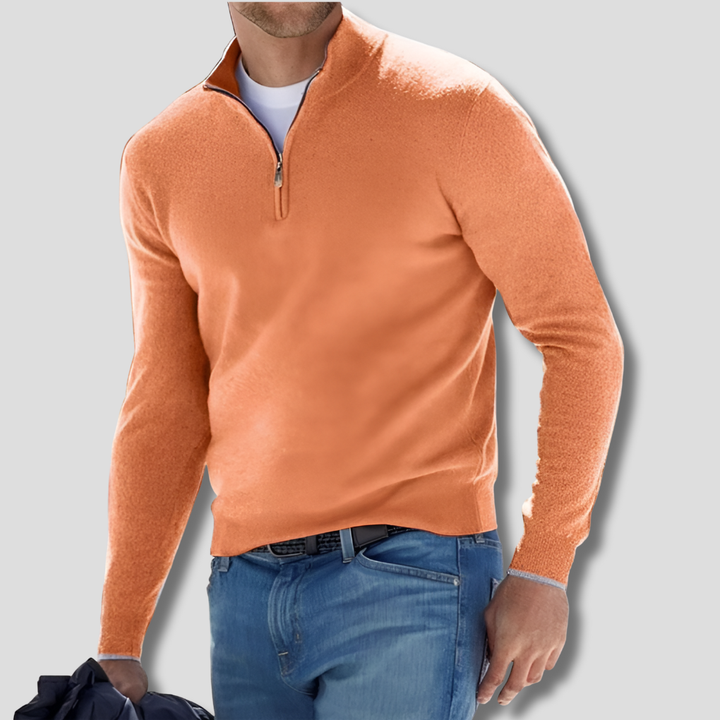 Suéter de Algodón con Cuello con Cremallera para Hombres