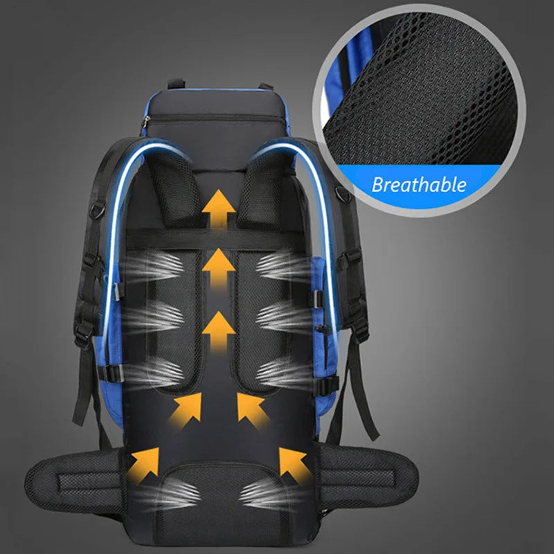 Mochila impermeable de 90 l para acampada y senderismo