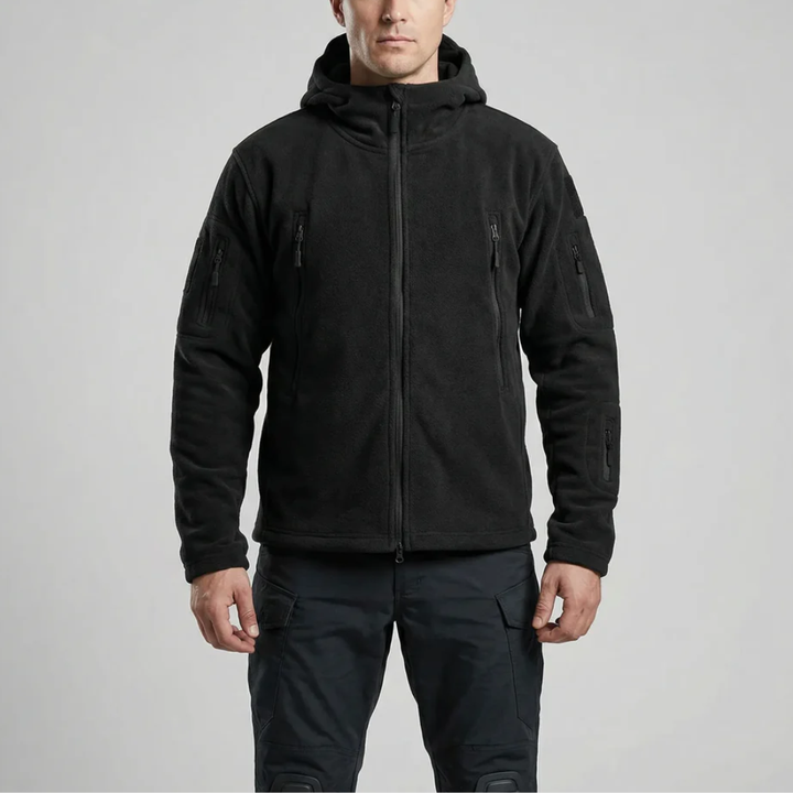 Chaqueta de Forro Polar con Capucha y Cremallera Completa para Hombres