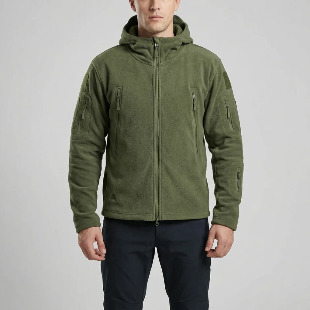 Chaqueta de Forro Polar con Capucha y Cremallera Completa para Hombres