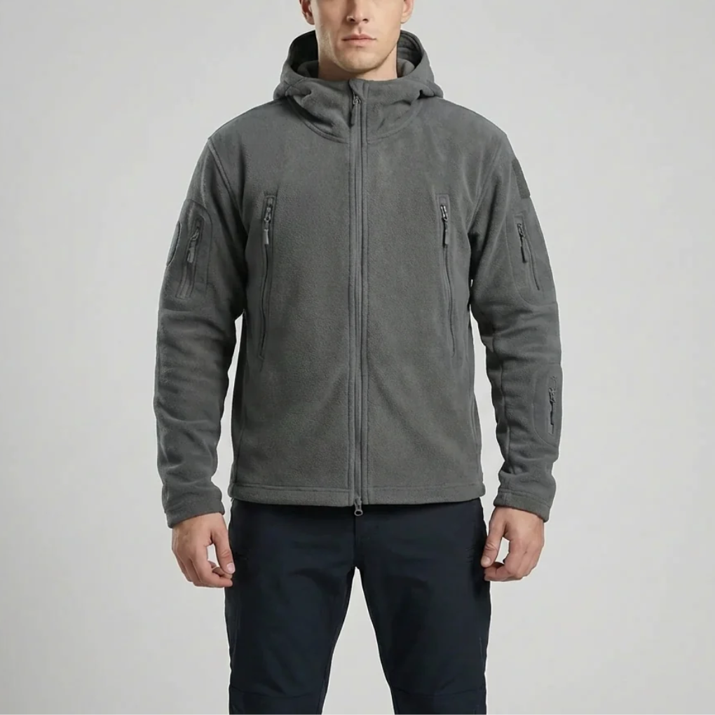 Chaqueta de Forro Polar con Capucha y Cremallera Completa para Hombres