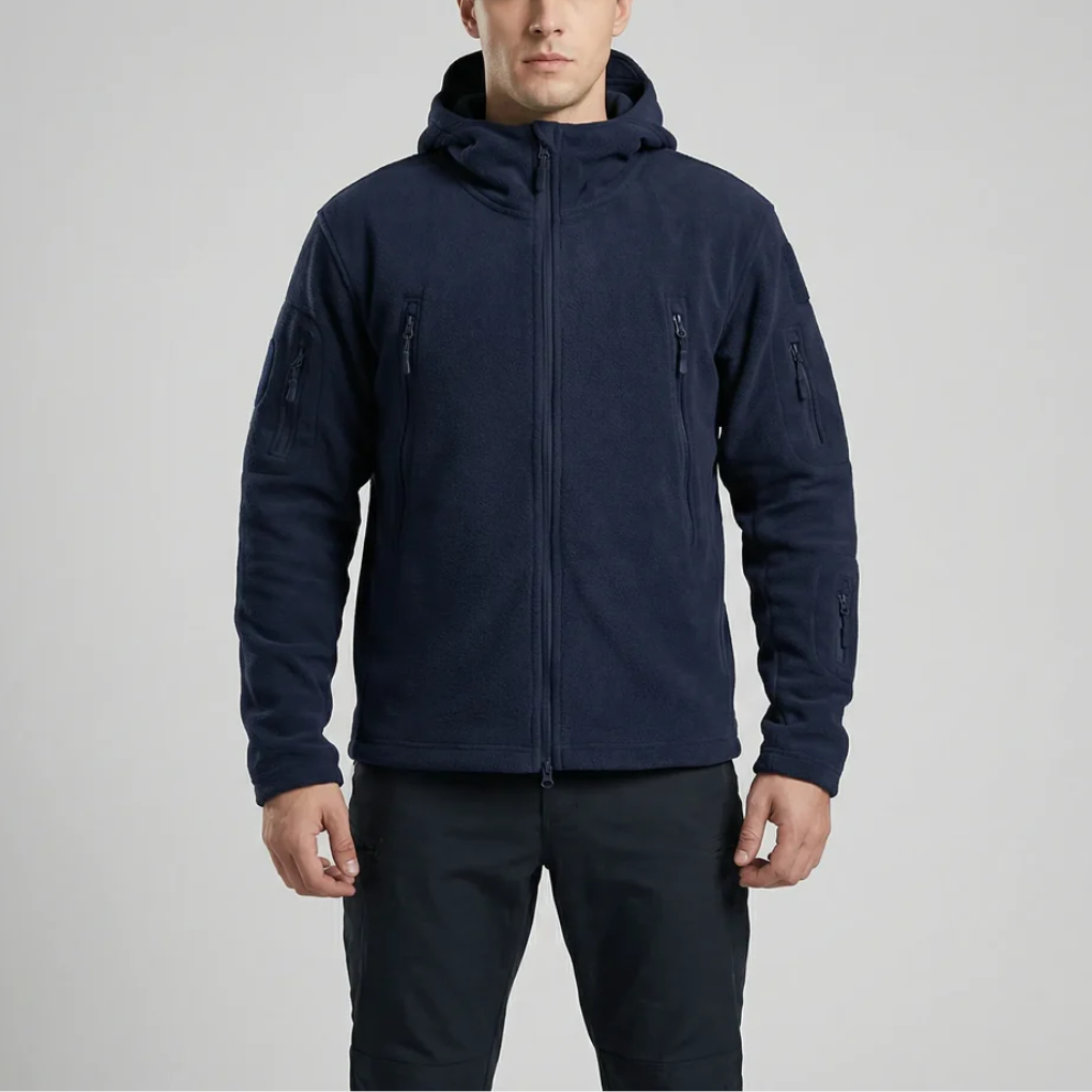 Chaqueta de Forro Polar con Capucha y Cremallera Completa para Hombres