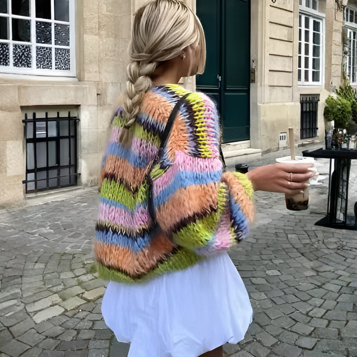 Cardigan Abierto de Rayas para Mujeres
