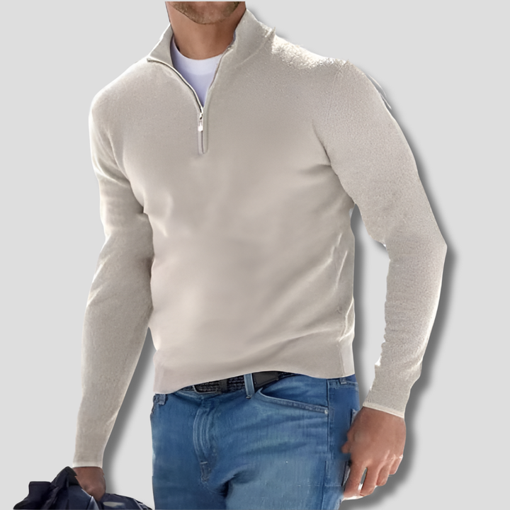 Suéter de Algodón con Cuello con Cremallera para Hombres