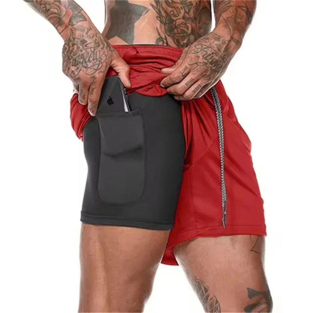 2-en-1 Pantalones Cortos Deportivos para Hombre