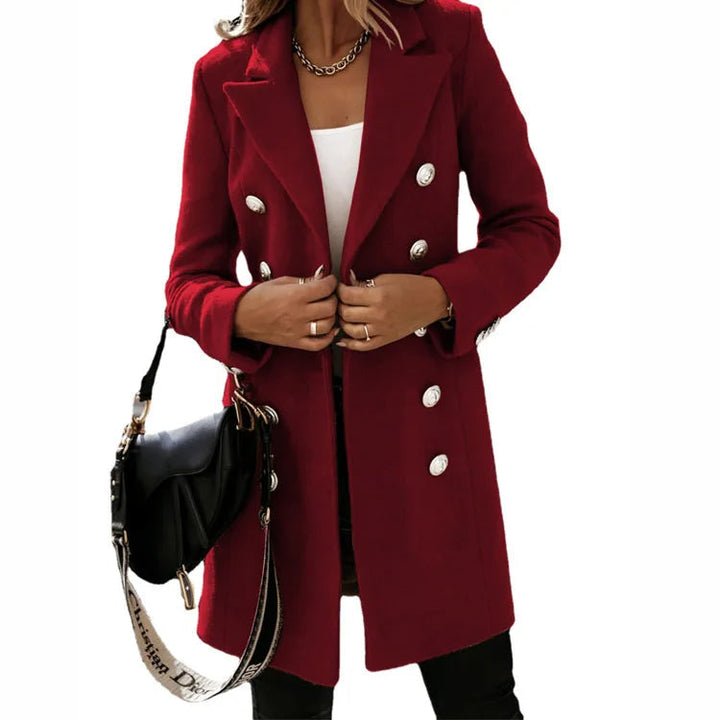 Abrigo Elegante Largo Parecido a Lana para Mujeres