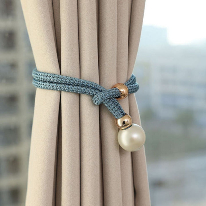 Conjunto de 2 Piezas Elegante y Brillante Tirador de Cortina de Perlas