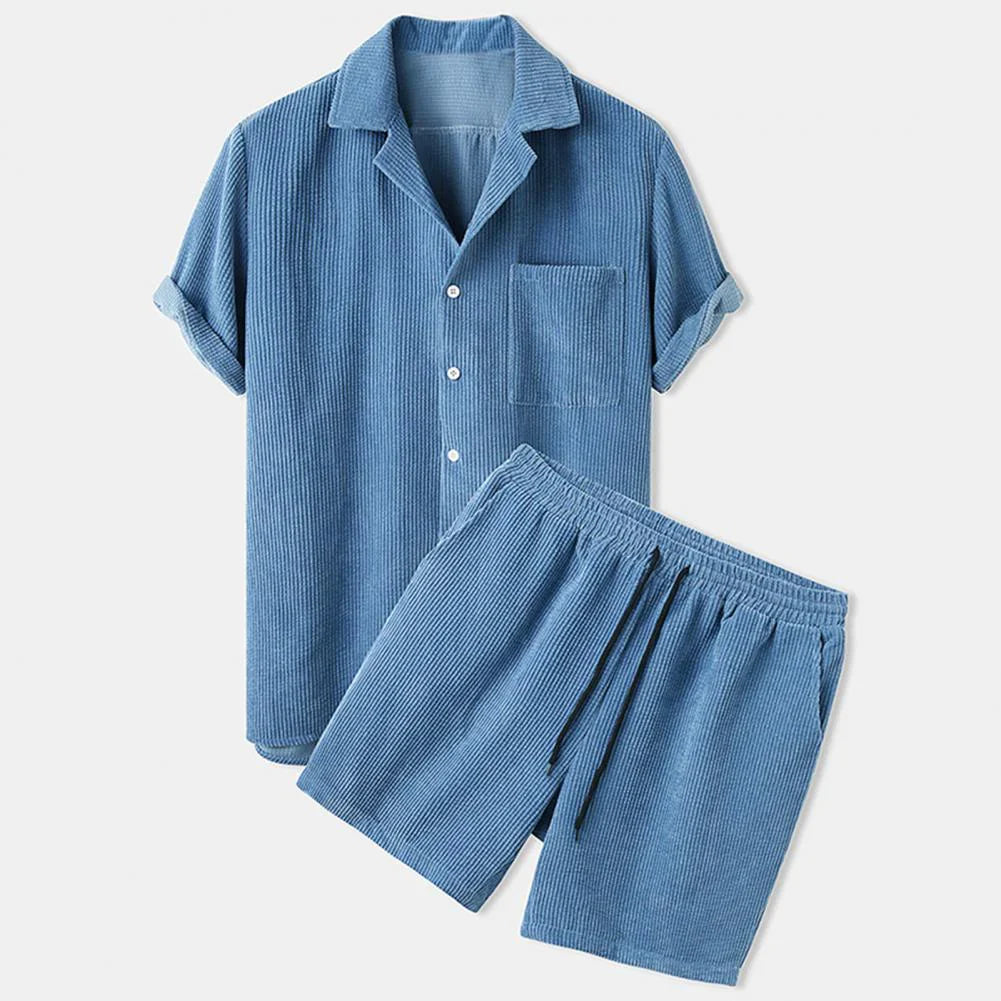 BreezeSet – Conjunto de pantalones cortos de pana para hombre