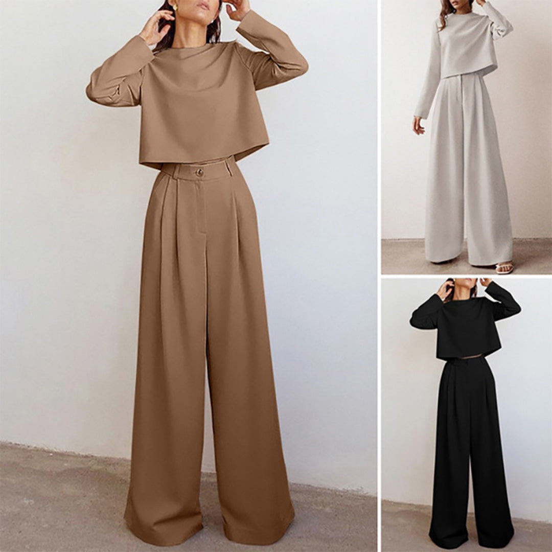 Elegante conjunto de dos piezas con pantalones palazzo