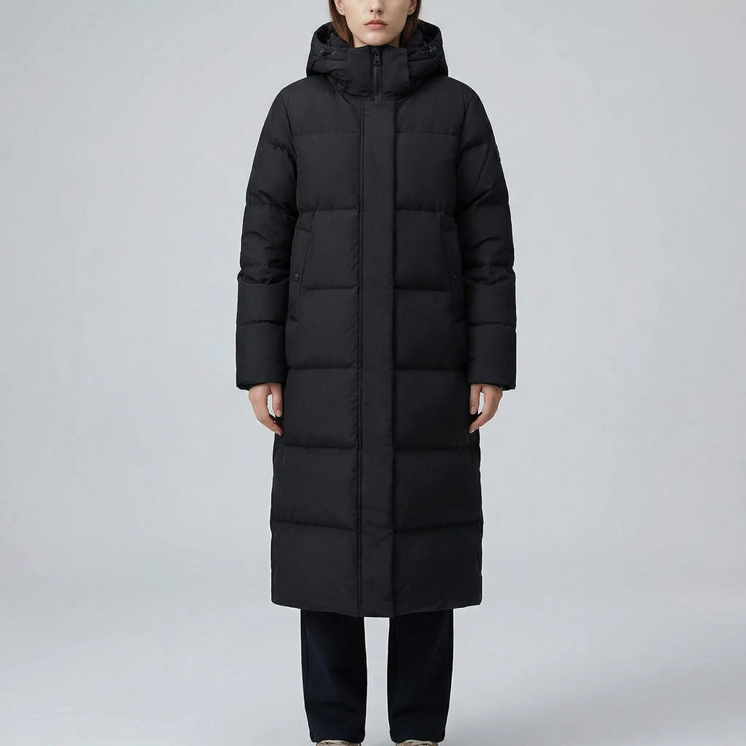 Arcova - Parka acolchada larga con capucha para mujer