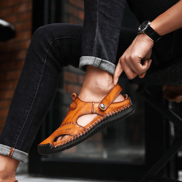 Sandalias de cuero transpirables para hombres