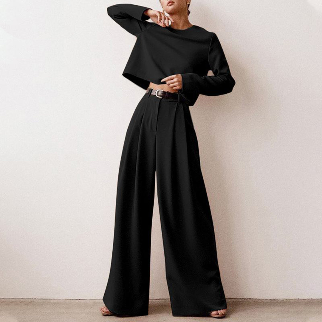 Elegante conjunto de dos piezas con pantalones palazzo