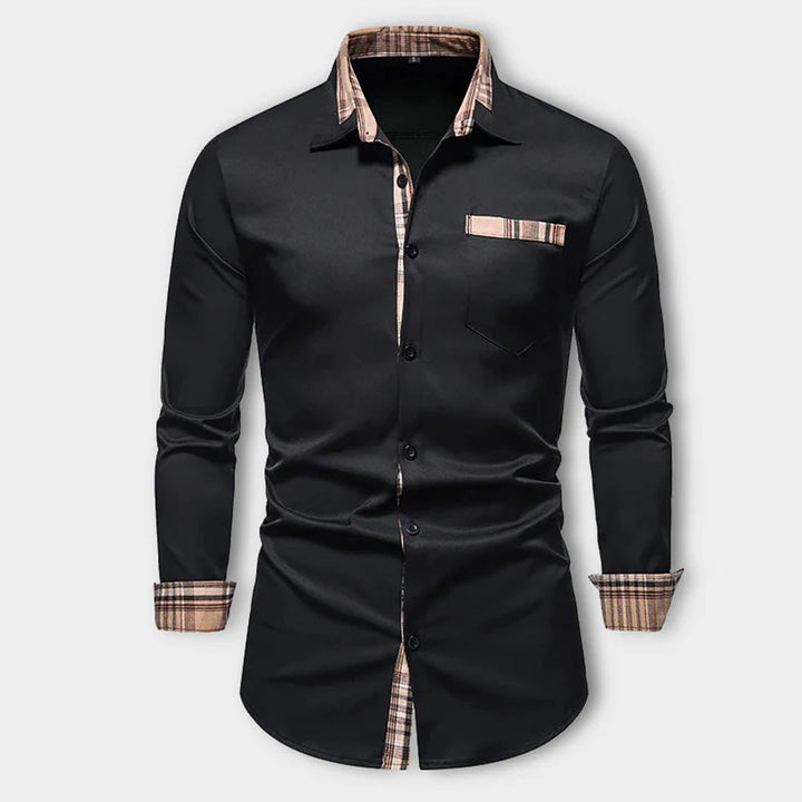 Camisa con detalles de cuadros refinados