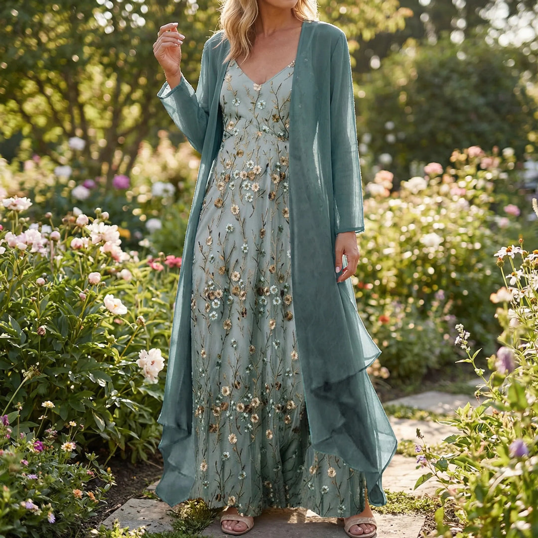 Bloomenset - Conjunto maxi de dos piezas con estampado floral