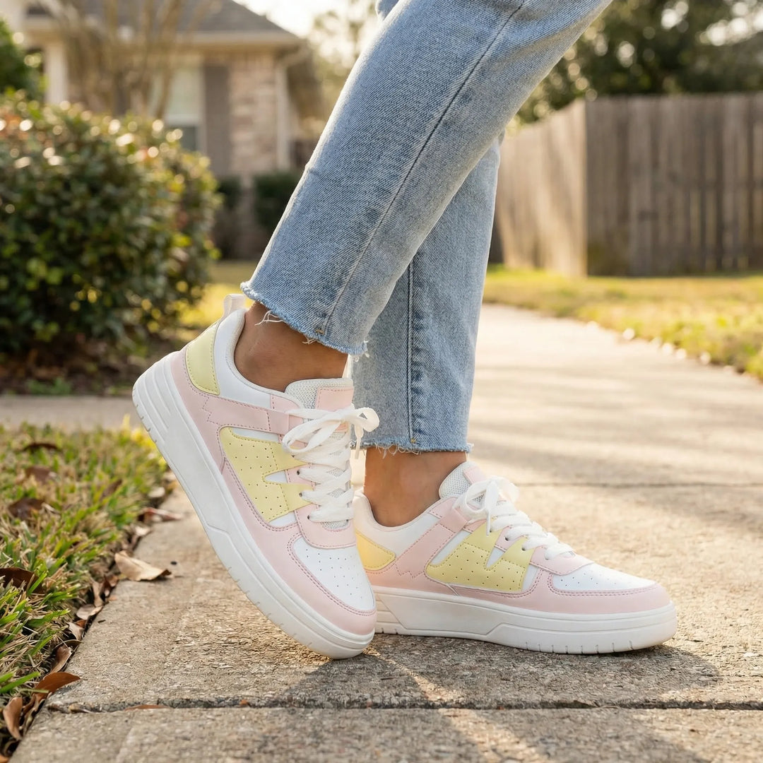 Bloompace - Zapatillas bajas con cordones y bloques de color