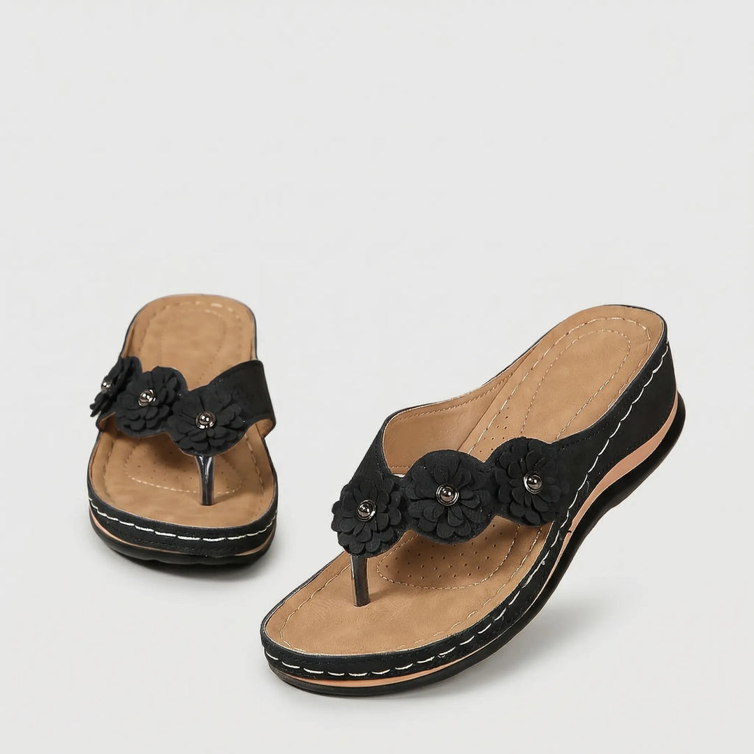 Blossandra - Sandalias de cuña con detalle floral