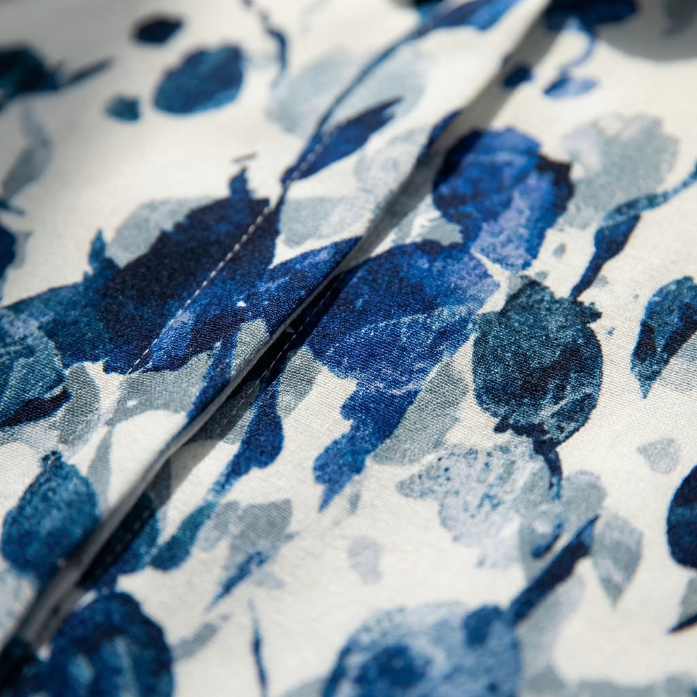 Blossivo - Blusa con estampado floral y botones en la parte delantera