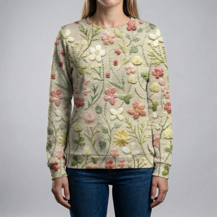Blosswen - Suéter de punto holgado con estampado floral