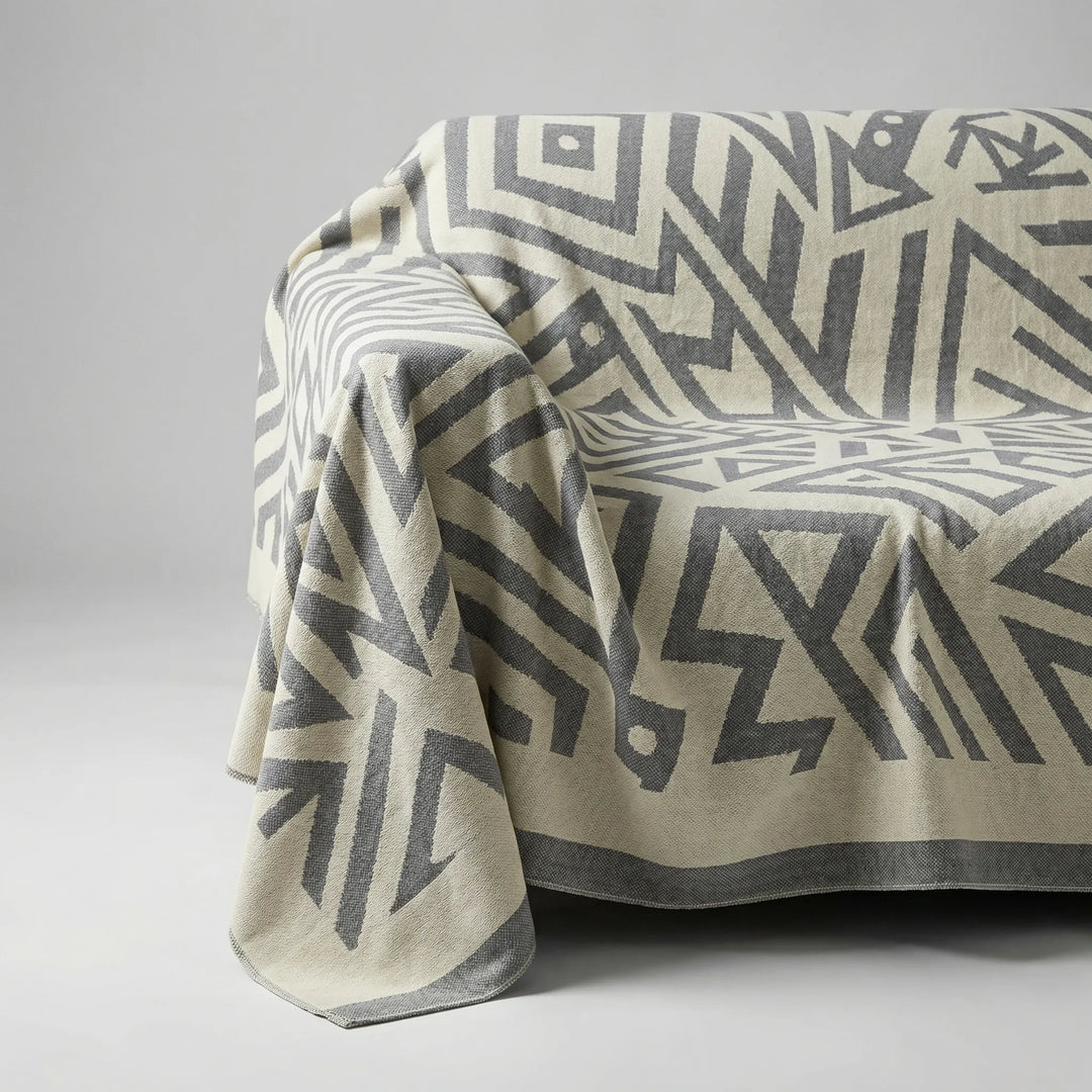 Bohovra - Manta para sofá con estampado geométrico bohemio