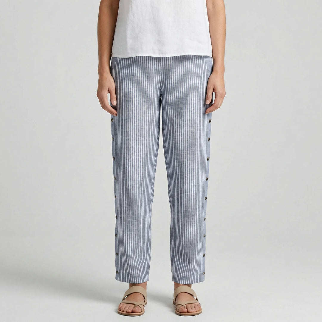 Breevia - Pantalones casuales holgados de pierna ancha y rayas