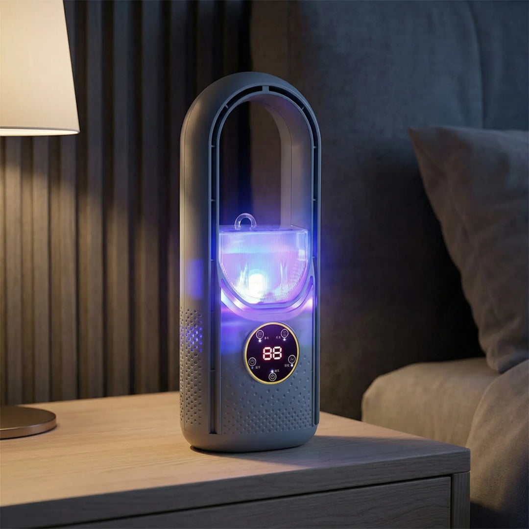 Brezulo - Ventilador de escritorio portátil sin aspas con luz nocturna