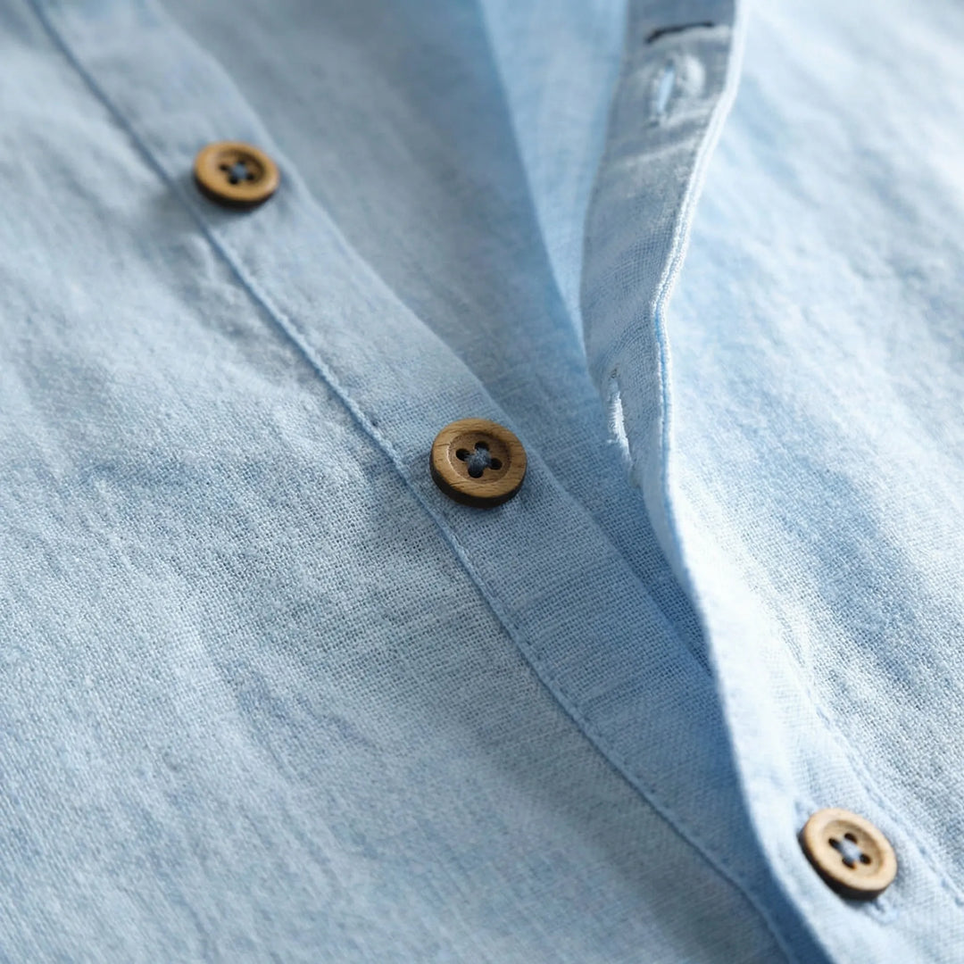 Briston - Camisa de manga larga estilo Henley sin cuello