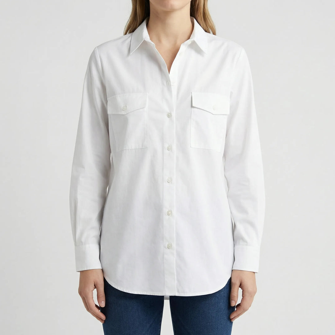 Brixette - Blusa de manga larga con botones y corte relajado