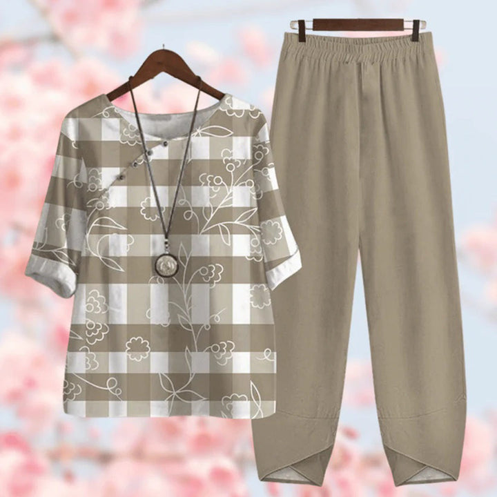 Conjunto de dos piezas con estampado floral vintage