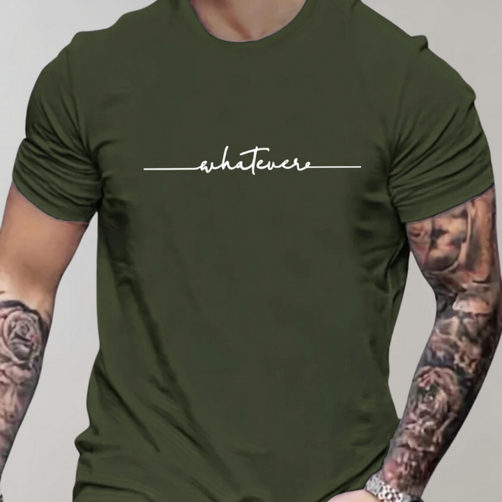 Camiseta informal de hombre con cuello redondo y estampado minimalista