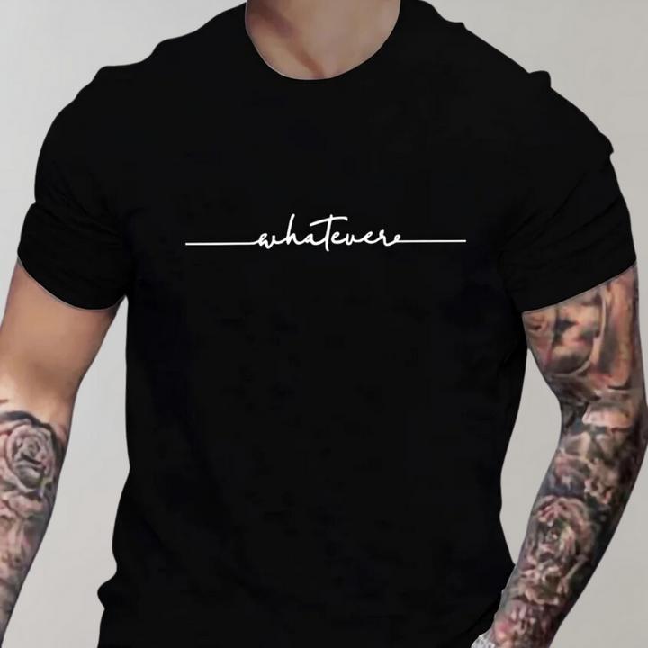 Camiseta informal de hombre con cuello redondo y estampado minimalista