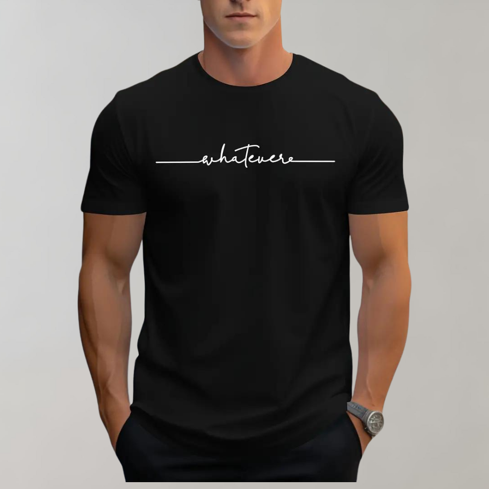 Camiseta informal de hombre con cuello redondo y estampado minimalista