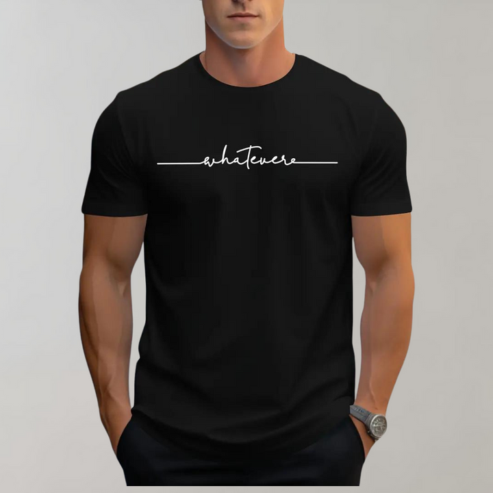 Camiseta informal de hombre con cuello redondo y estampado minimalista
