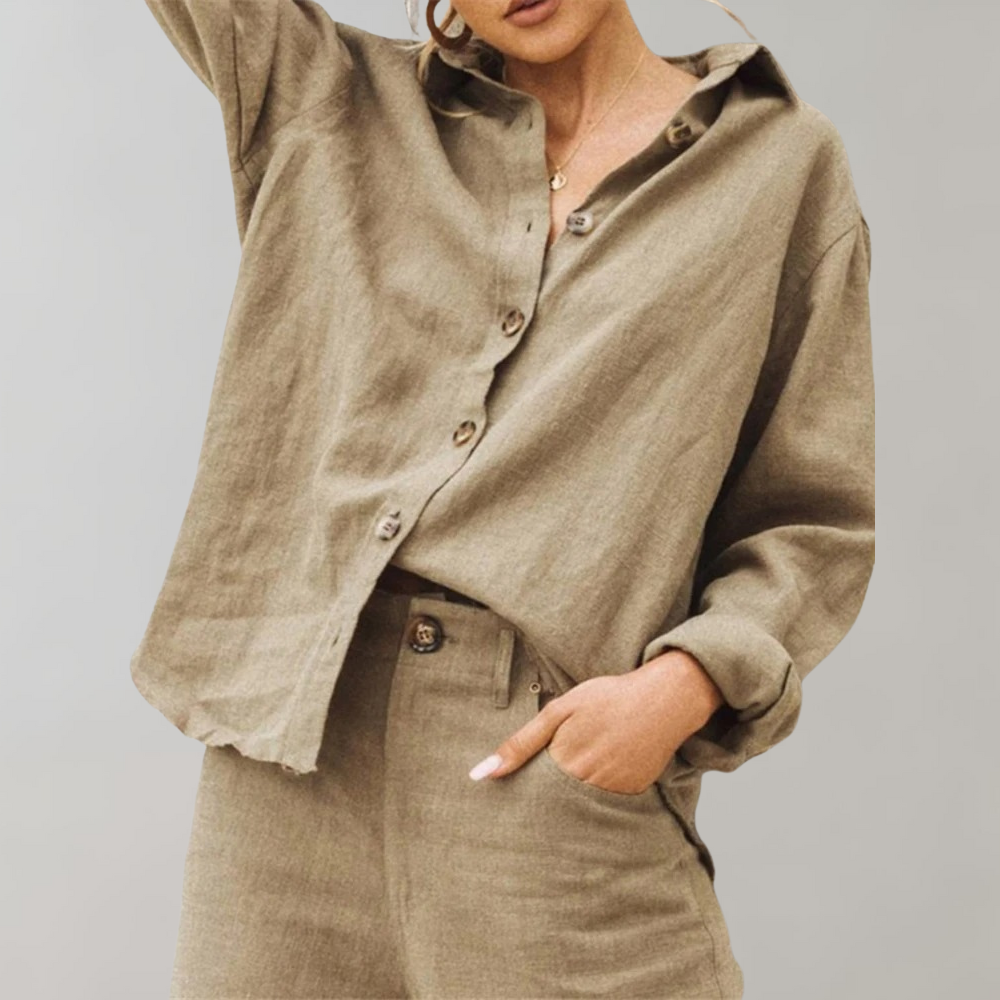 Blusa de Lino Vintage para Mujeres