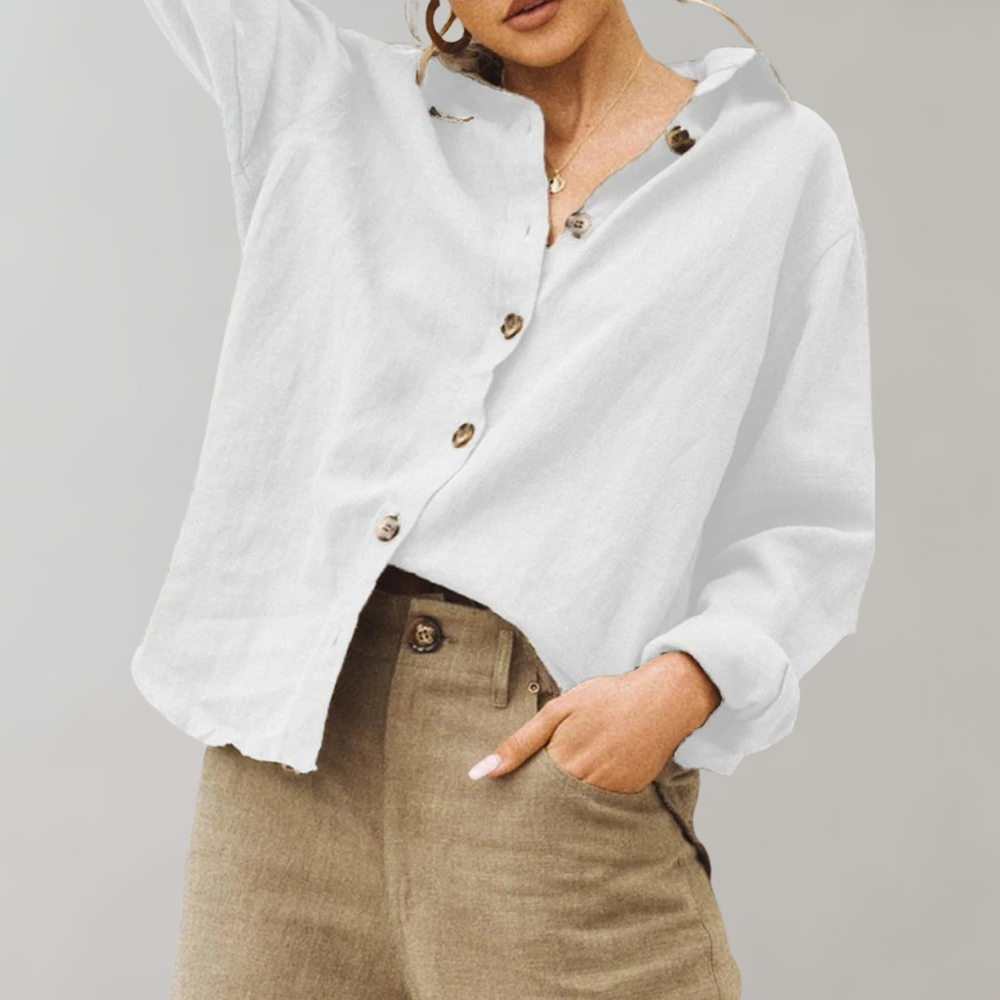 Blusa de Lino Vintage para Mujeres